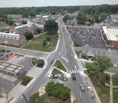 Aerial photo of Main/Bond/Gordon Street intersection